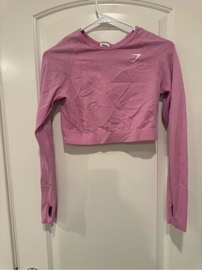 Gymshark Mauve-Pink Long Sleeve Cropped Seamless Top